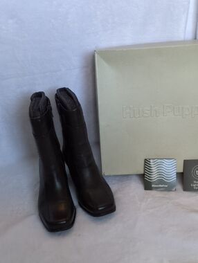 Hush Puppies Dark Brown Leather Mid-Calf Boots